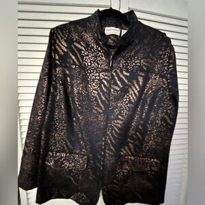 Alfred Dunner Zipper Jacket / Blazer Navy & Metallic